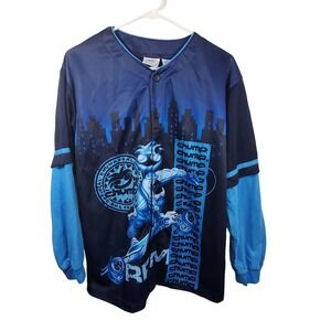 Vintage Chump SEALD Trau & Loevner Blue Graphic Baseball Jersey Shirt Size 16-18